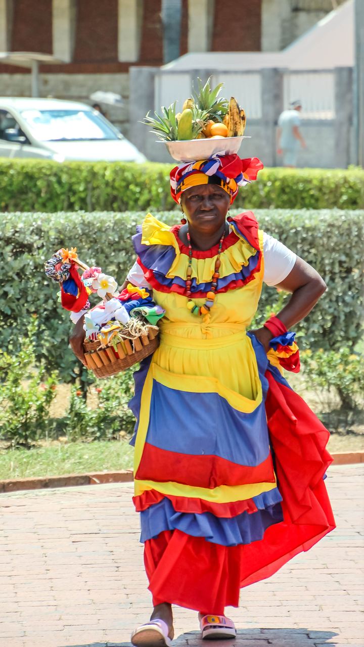 A fruit seller at work in Cartagena, Colombia